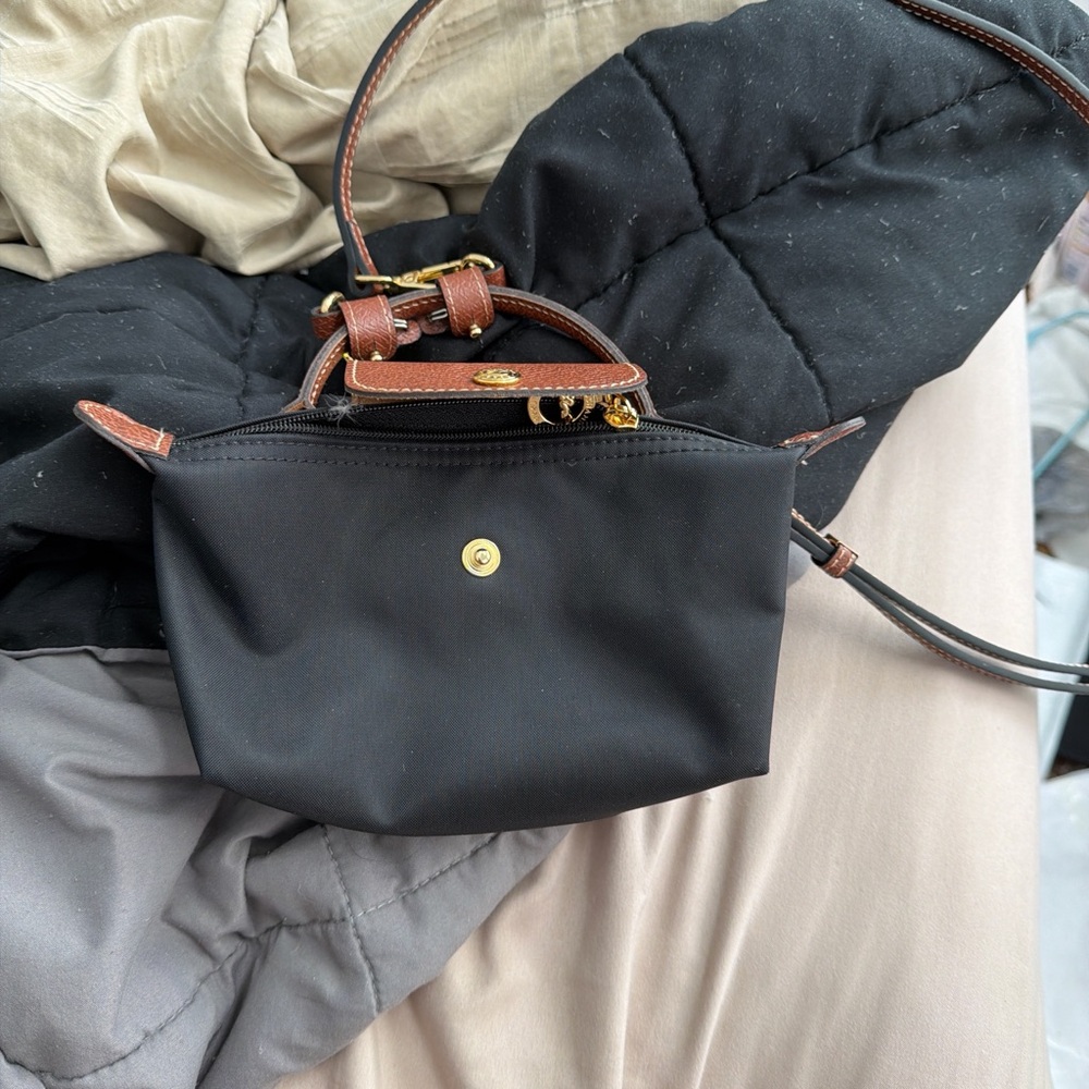 Longchamp Black and Brown Mini Bag